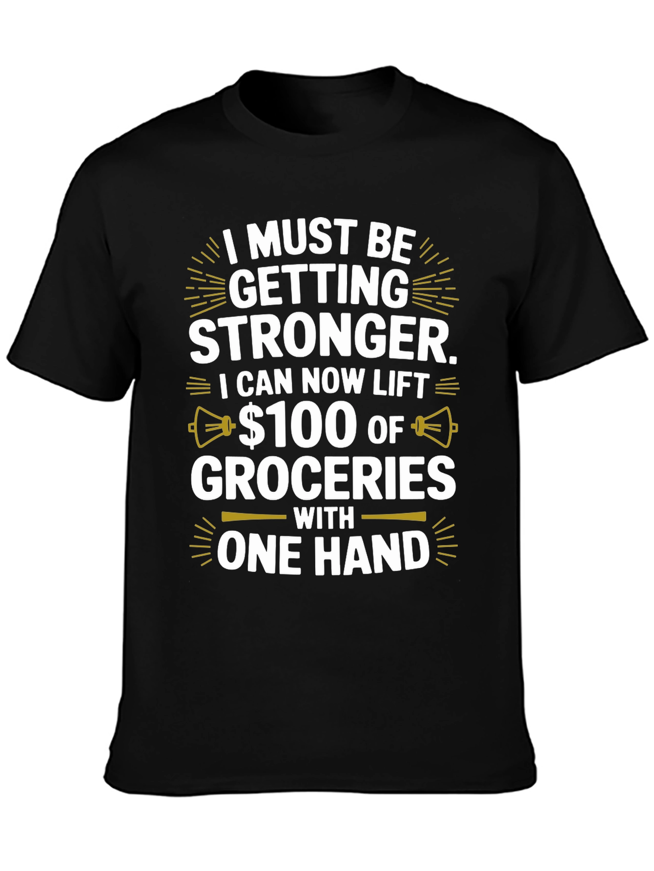Black Funny Stronger Groceries T-Shirt view 3