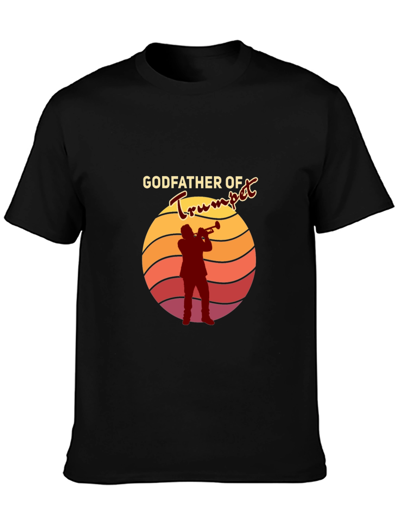 Black Godfather of Trumpet Graphic T-Shirt - Musician's Tee view 3