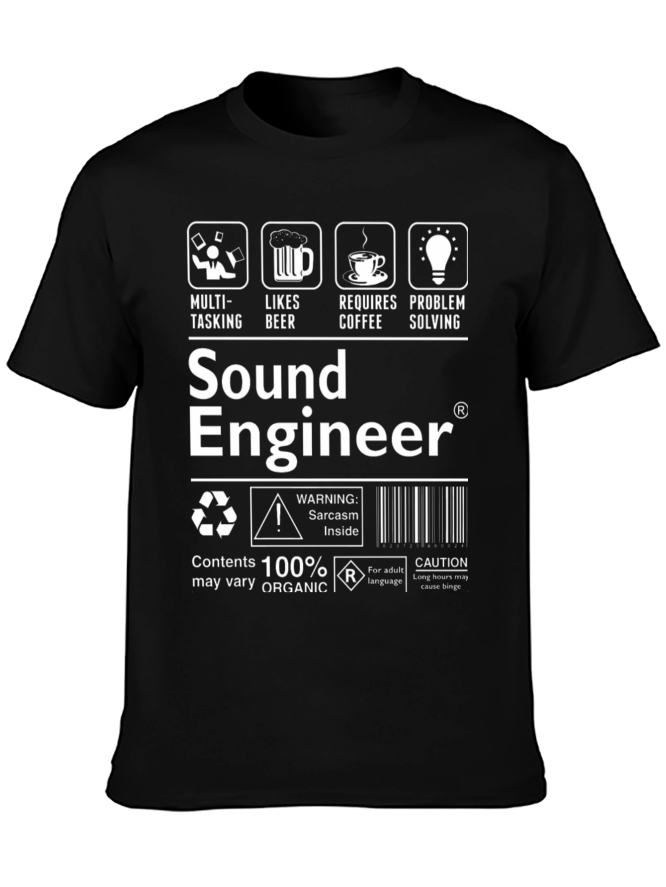 Black Sound Engineer Sarcasm Inside T-Shirt view 3