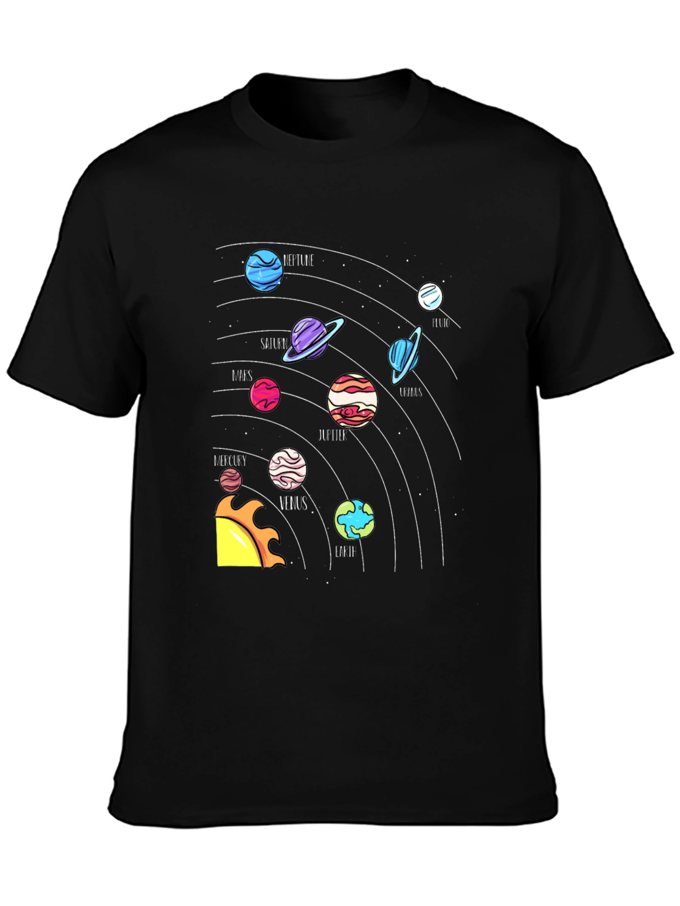 Black Planets Graphic Tee - Black Crew Neck T-Shirt view 3