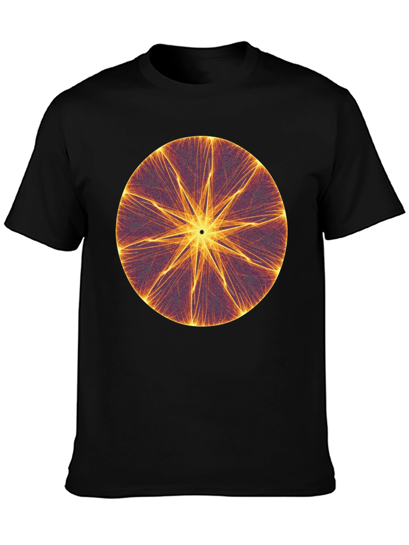 Black Abstract Starburst Graphic Black T-Shirt view 3