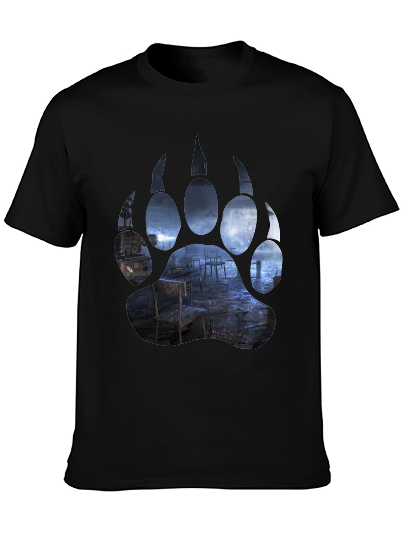 Black Bear Paw Print Graphic T-Shirt - Black view 3