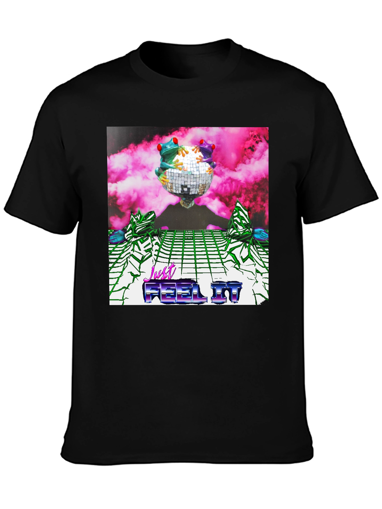 Black Retro Frogs Disco Ball Graphic Tee view 3