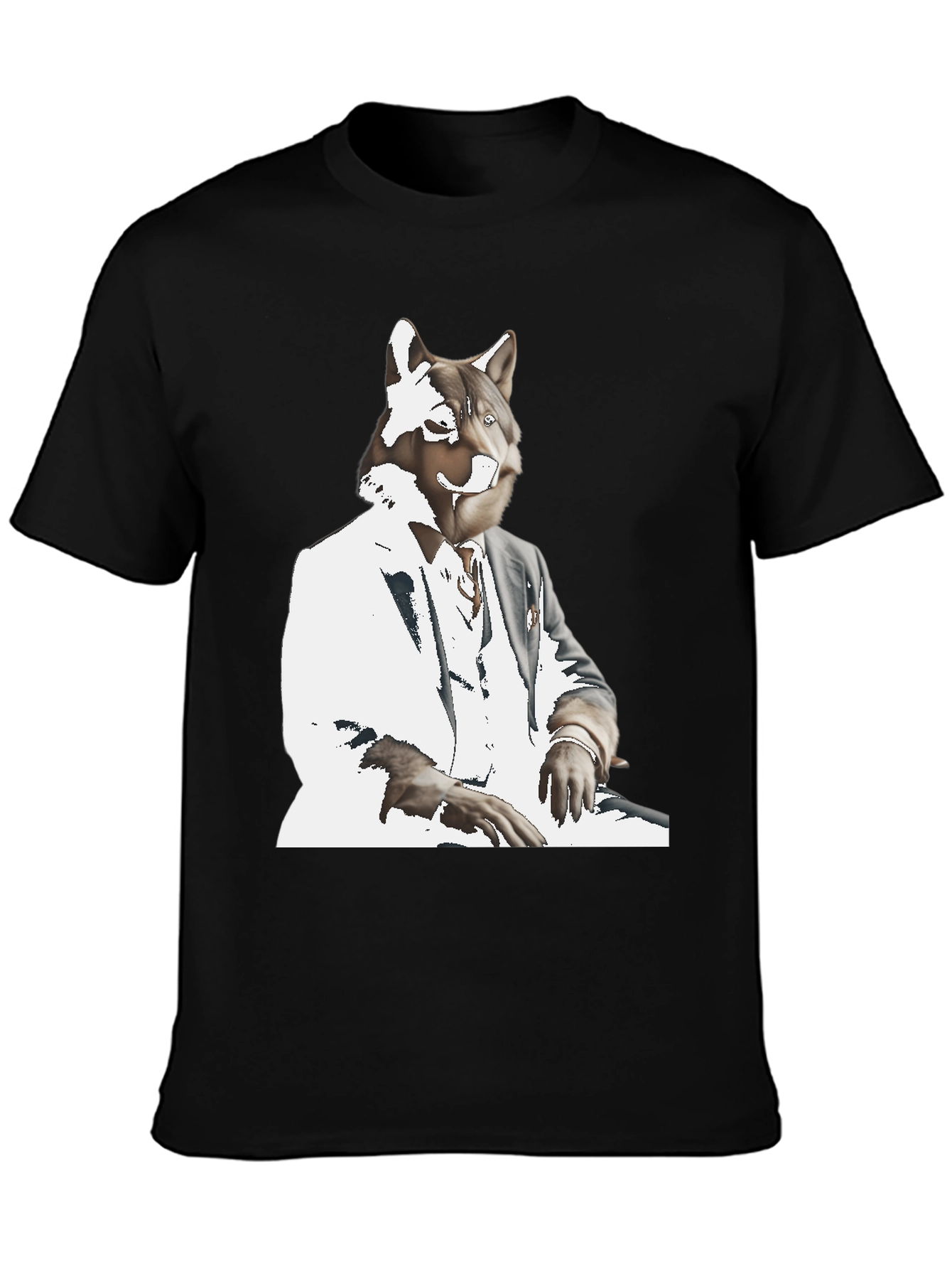 Black Wolf Gentleman Graphic Tee - Black view 3