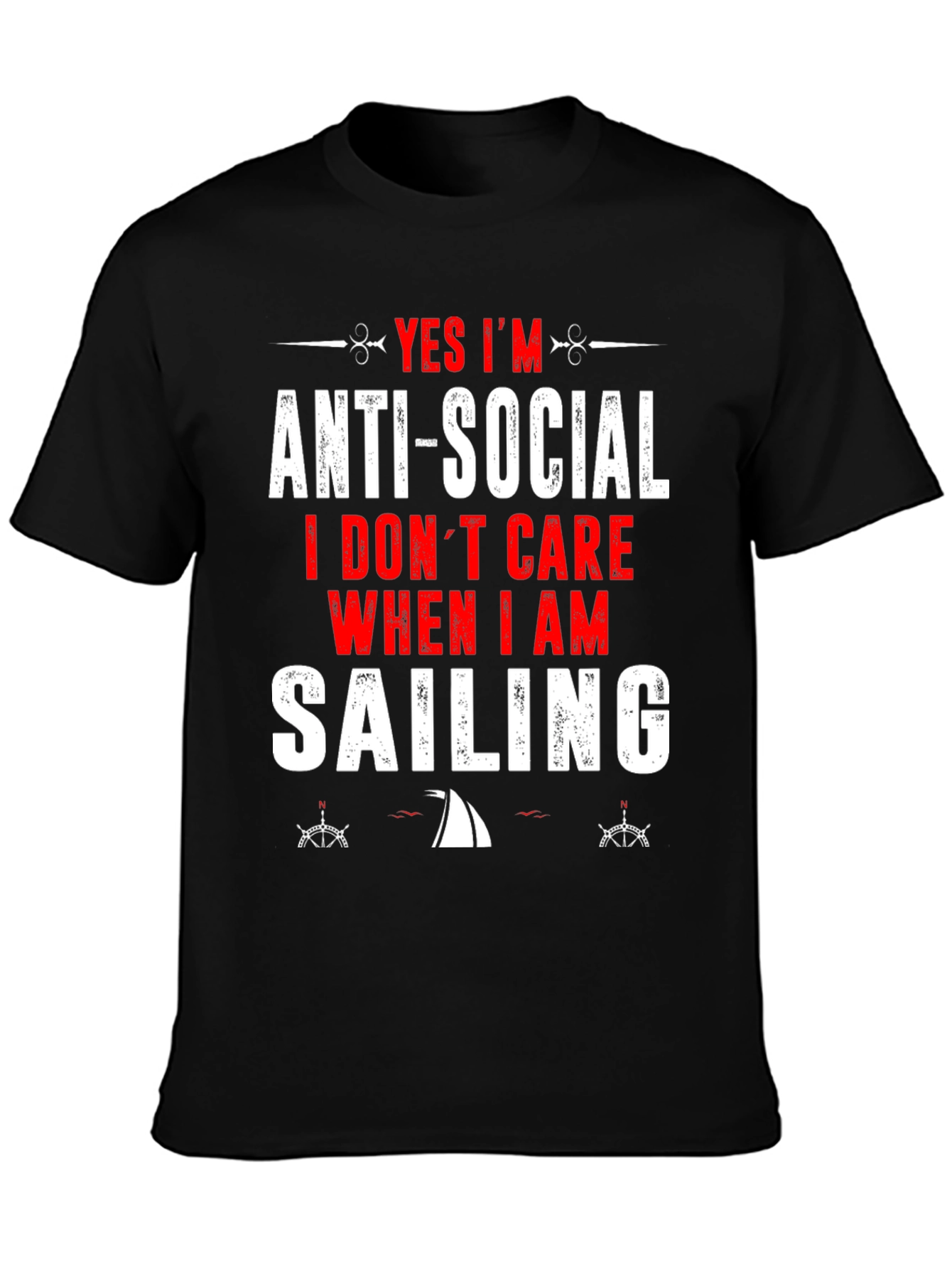 Black Anti-Social Sailing T-Shirt - Perfect for Sailors! view 3