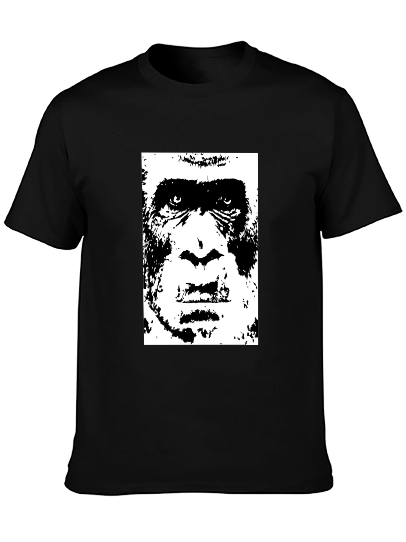 Black Gorilla Face Graphic Black T-Shirt view 3
