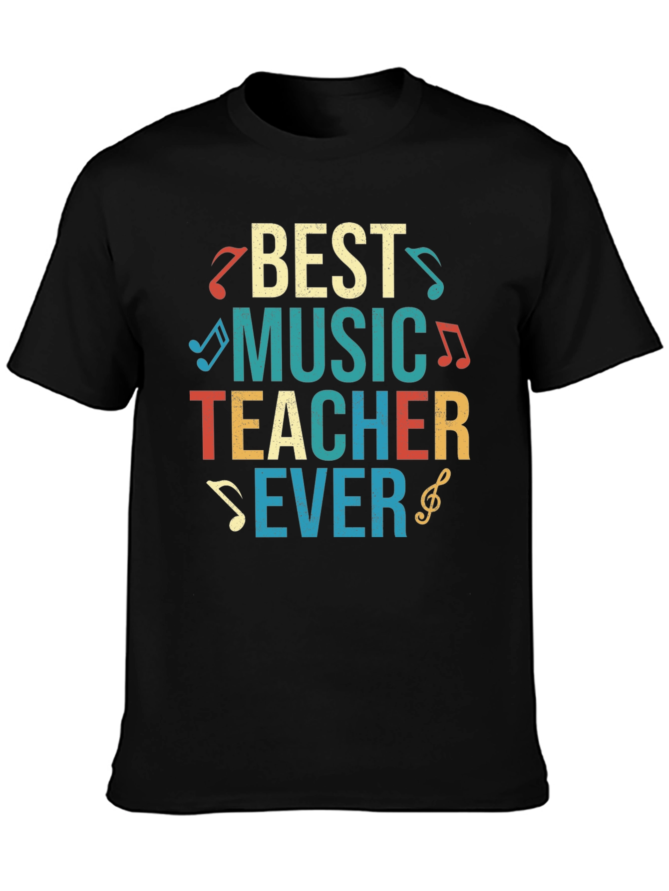Black Best Music Teacher Ever T-Shirt - Musician Gift view 3