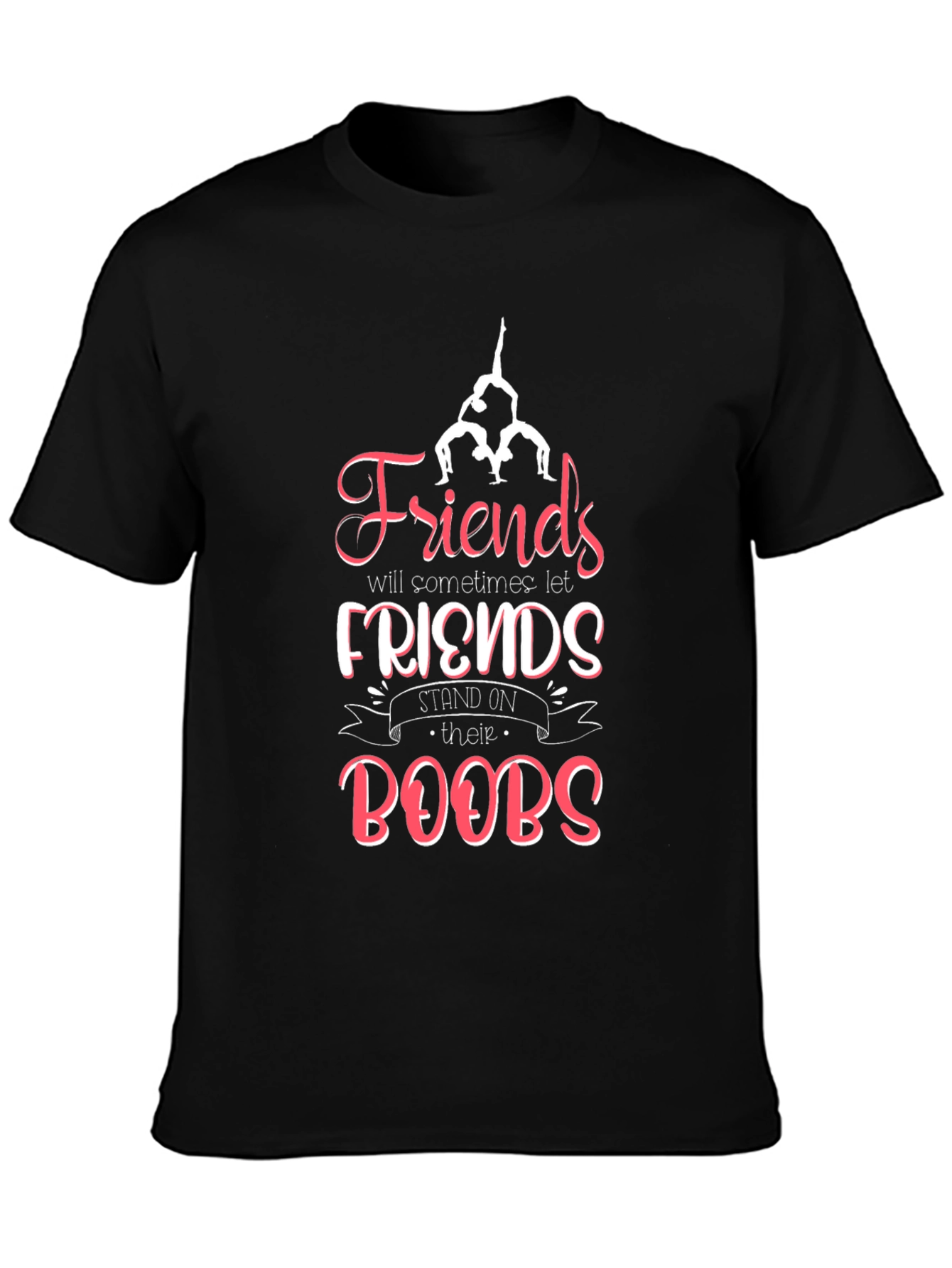 Black Friends Stand on Boobs Graphic Tee - Novelty Shirt view 3