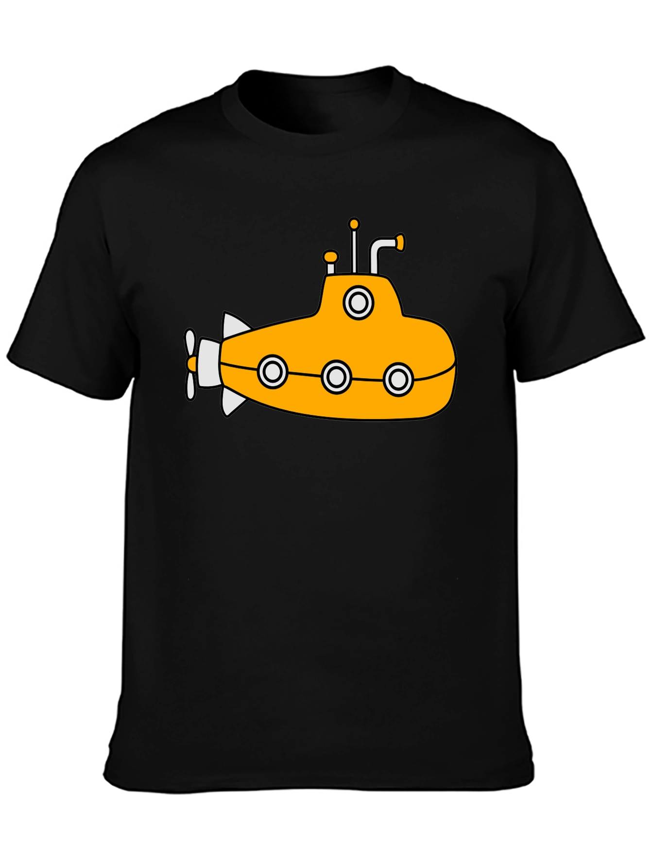 Black Yellow Submarine Graphic T-Shirt - Black Cotton Tee view 3