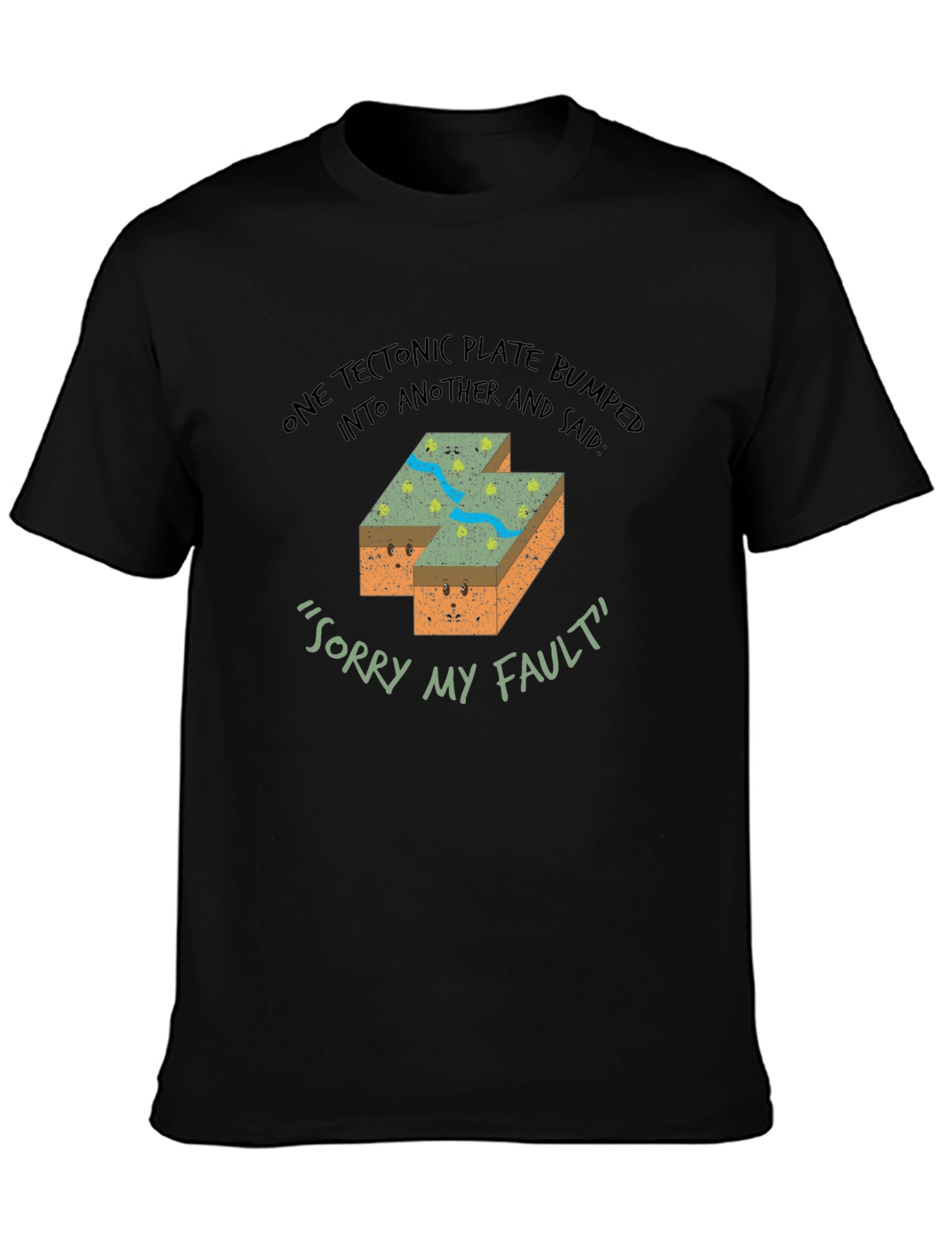 Black Funny Geology Tectonic Plate Fault T-Shirt view 3