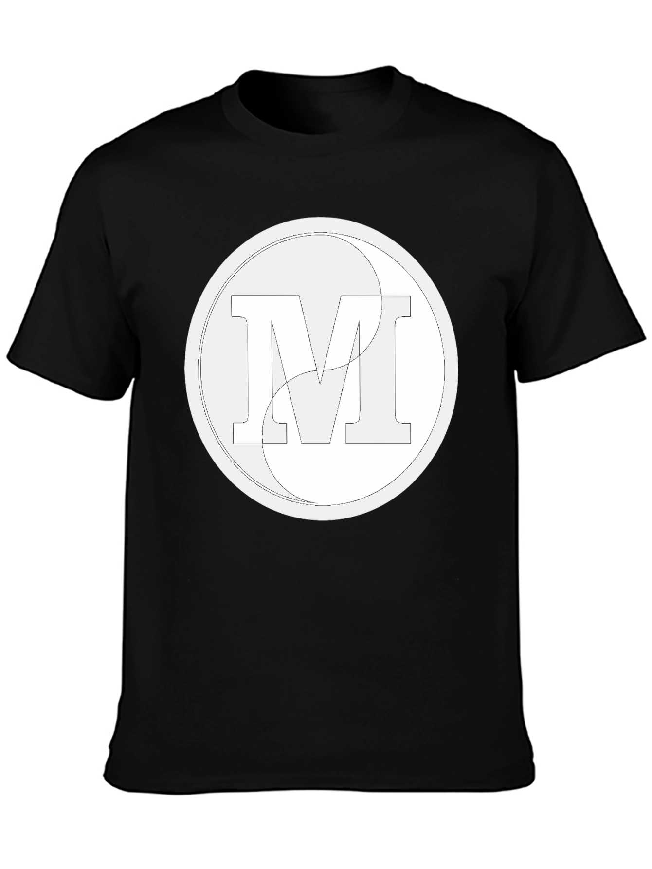 Black Modern Letter M Graphic Black T-Shirt view 3