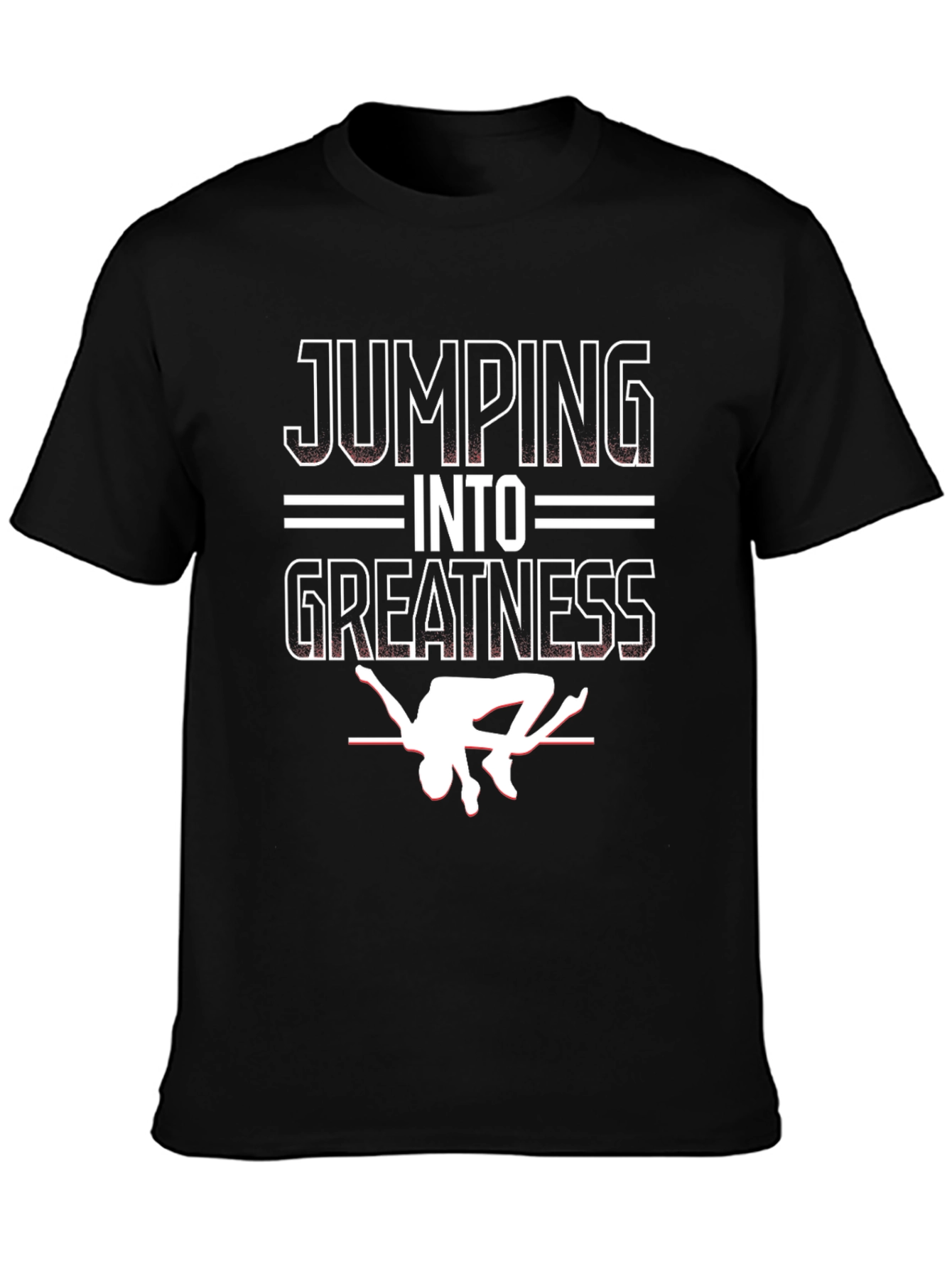 Black Jumping Into Greatness Graphic Tee - High Jump Athlete Shirt view 3