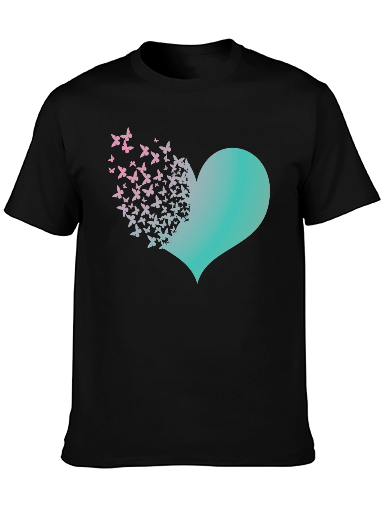 Black Butterfly Heart Graphic Tee - Black Cotton Blend view 3