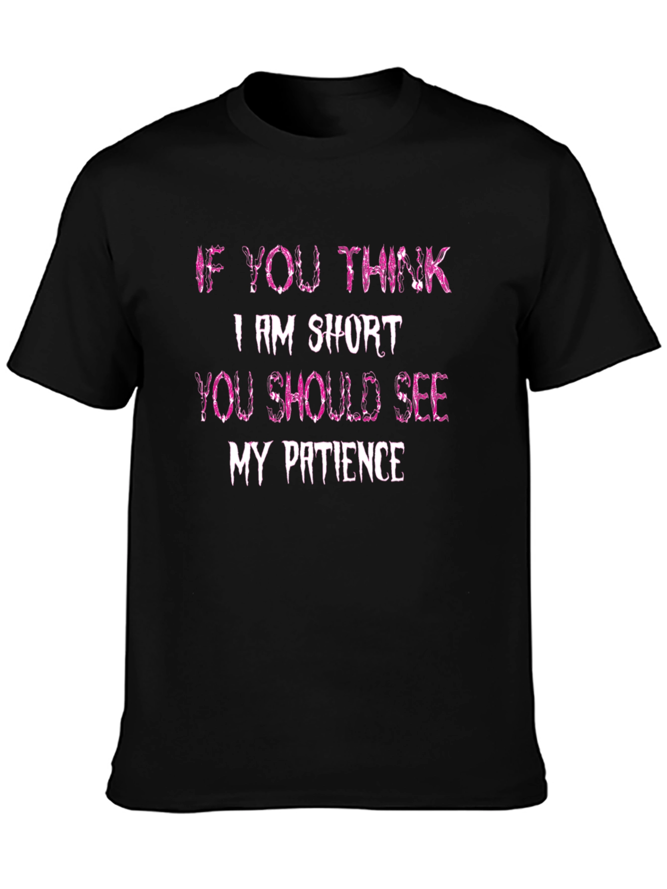 Black Humorous Short Patience Graphic T-Shirt view 3