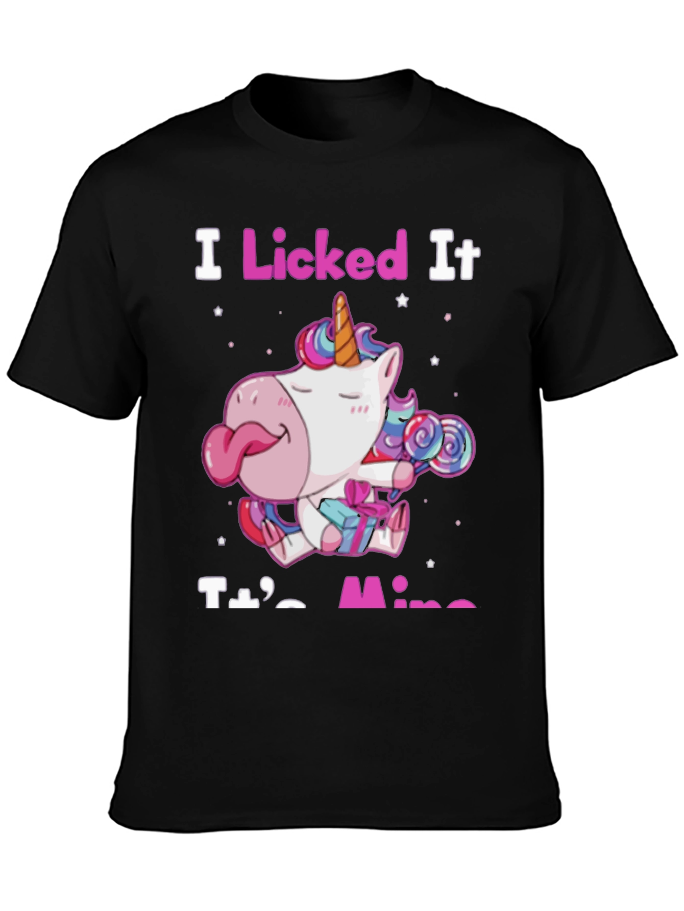 Black I Licked It Unicorn T-Shirt view 3