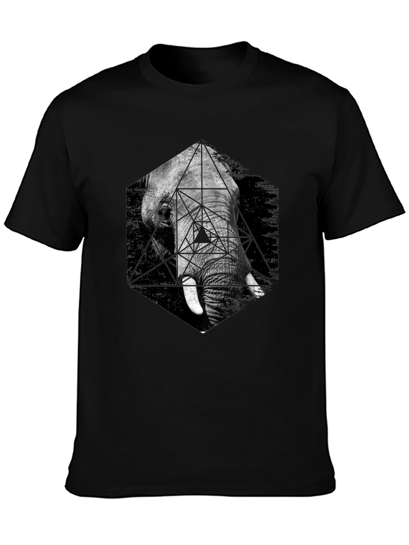 Black Geometric Elephant Graphic Tee view 3