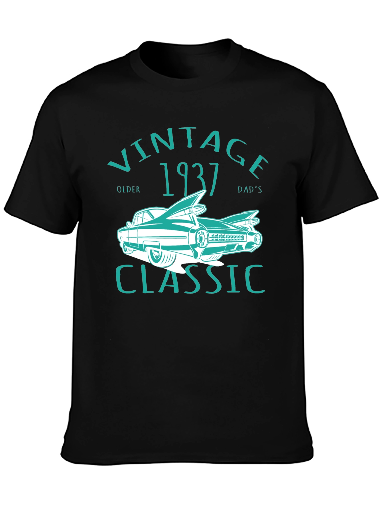 Black Vintage 1937 Classic Car T-Shirt view 3