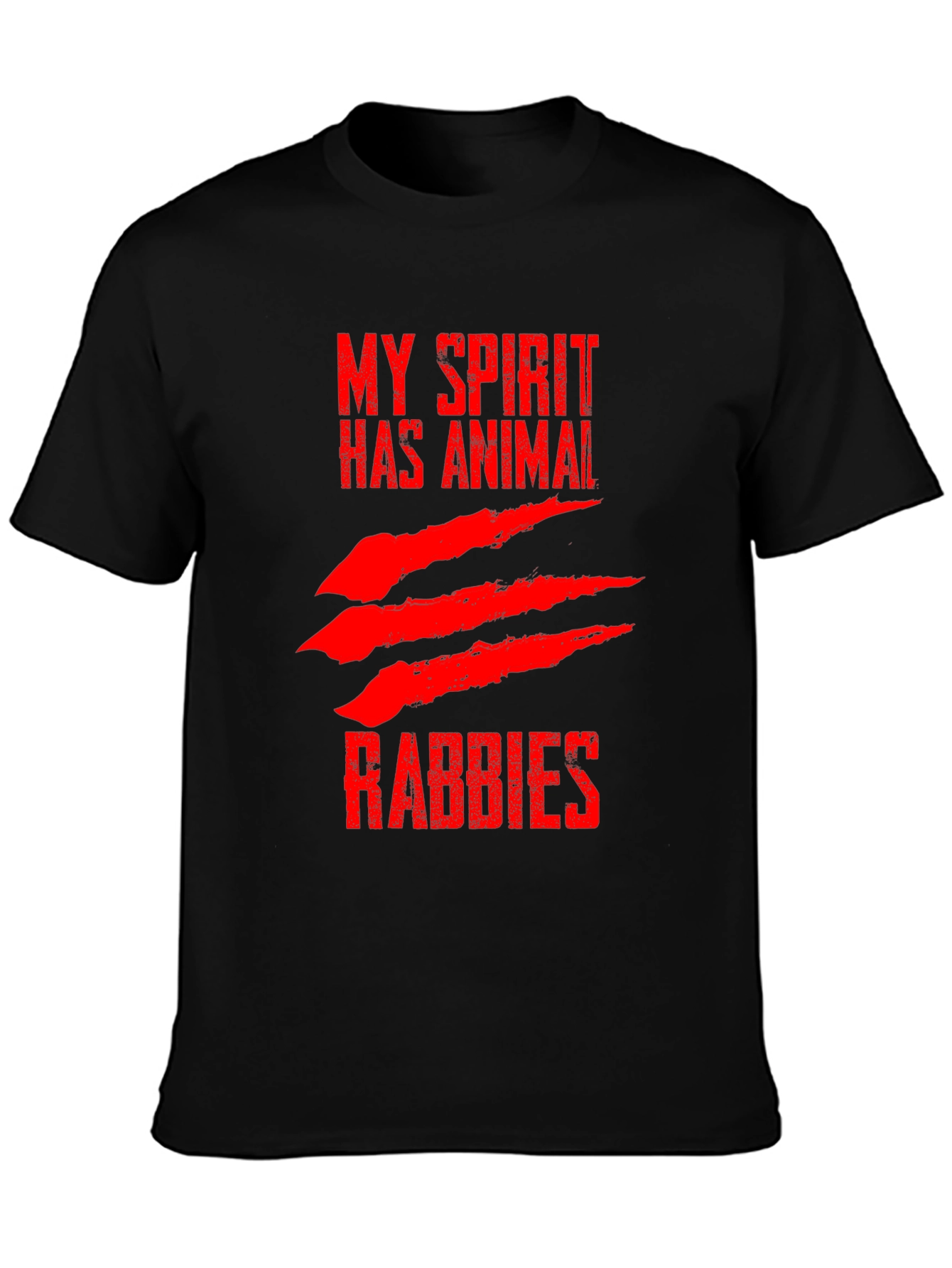 Black My Spirit Has Animal Rabbies Graphic T-Shirt view 3
