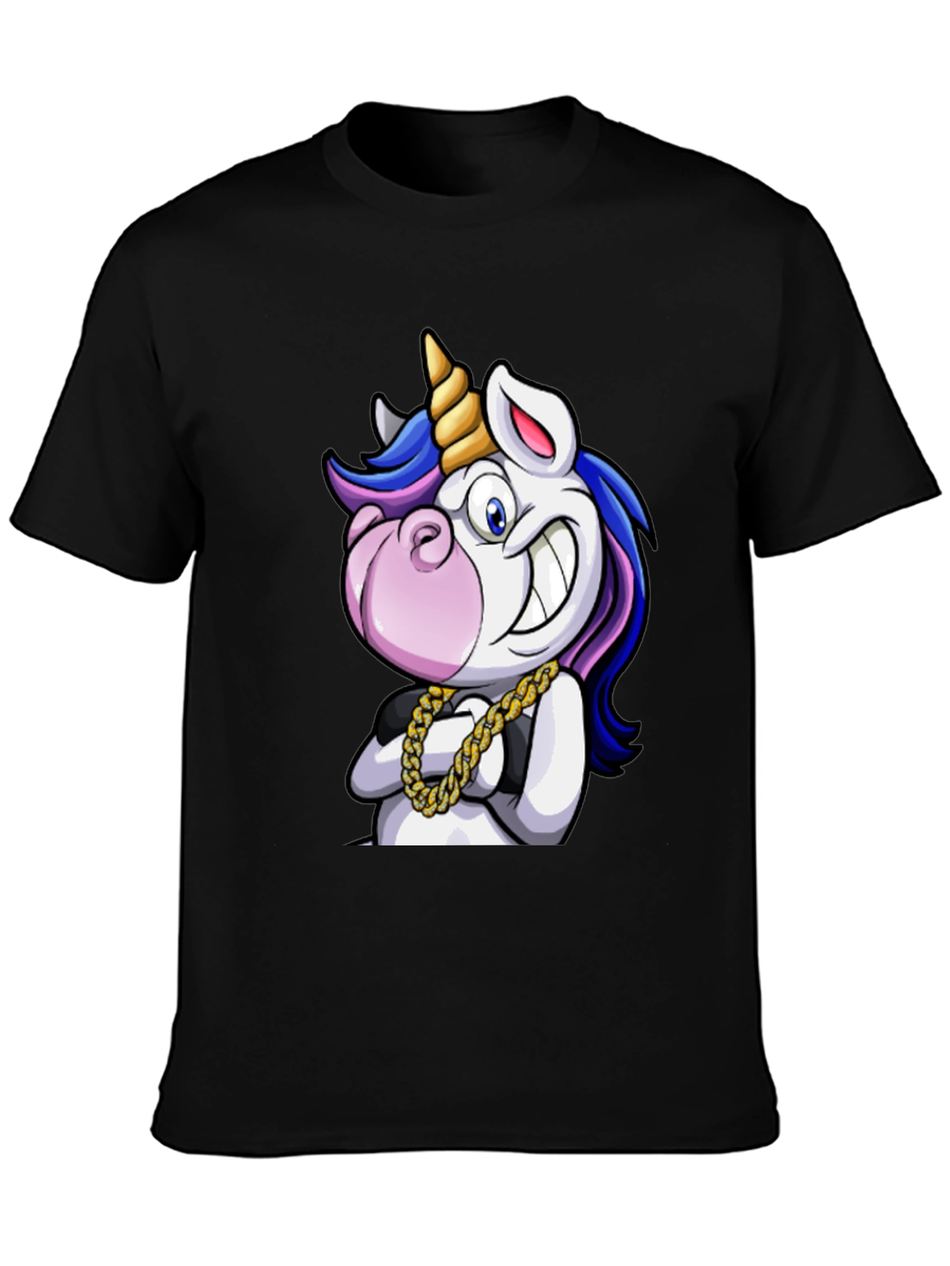 Black Unicorn Swag T-Shirt - Cartoon Graphic Tee view 3