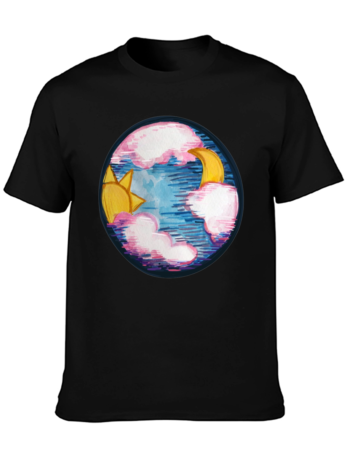 Black Sun & Moon Graphic Tee - Celestial Design view 3