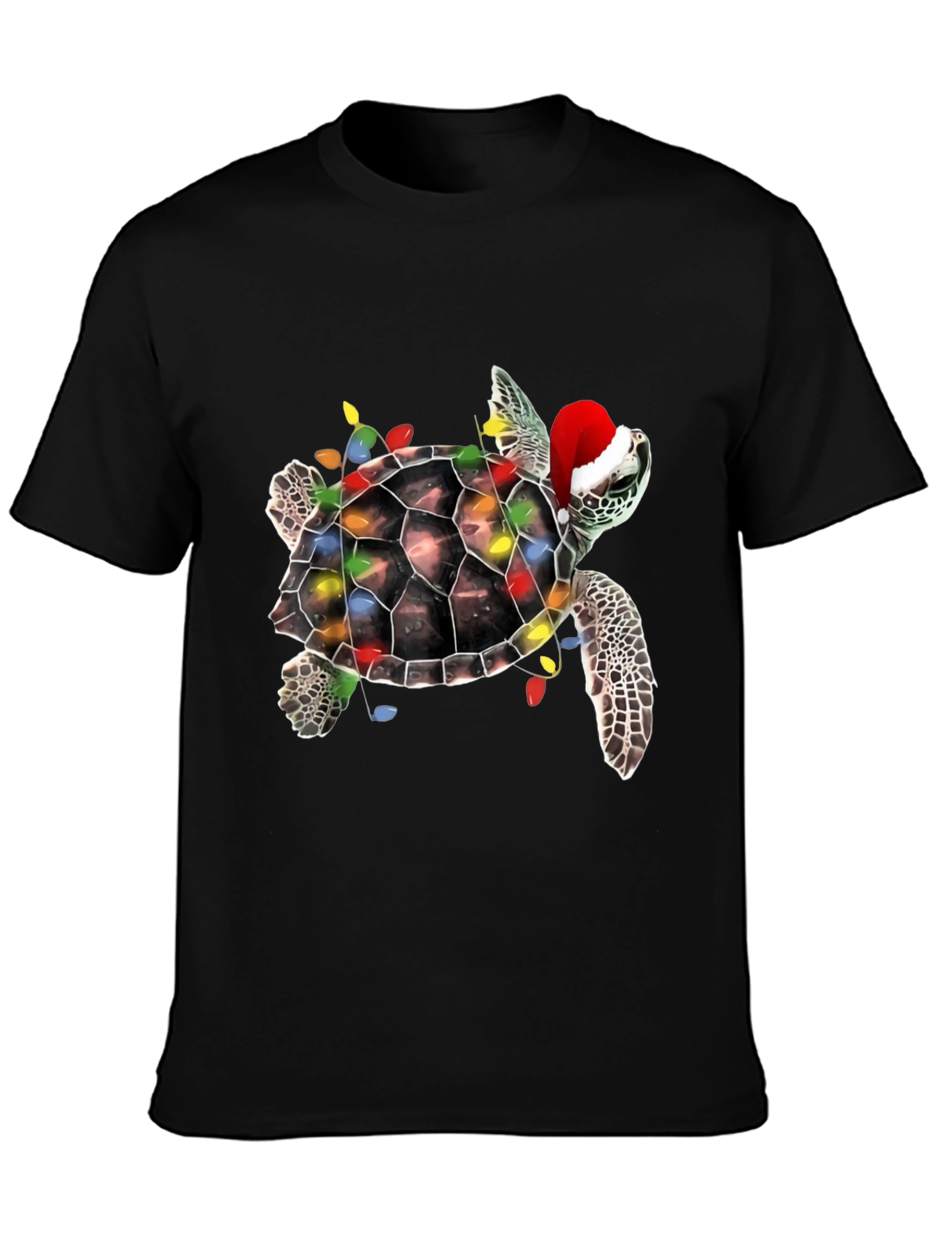 Black Festive Turtle Christmas T-Shirt view 3