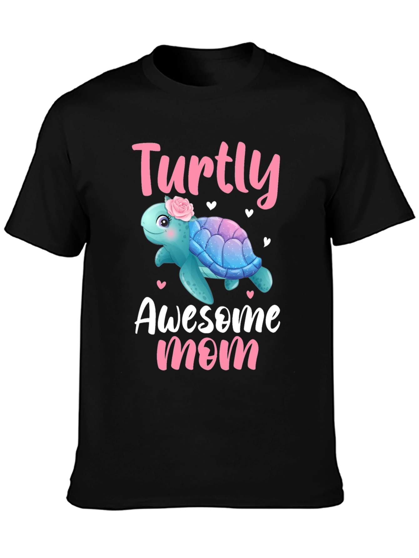 Black Turtly Awesome Mom T-Shirt - Cute Turtle Design view 3