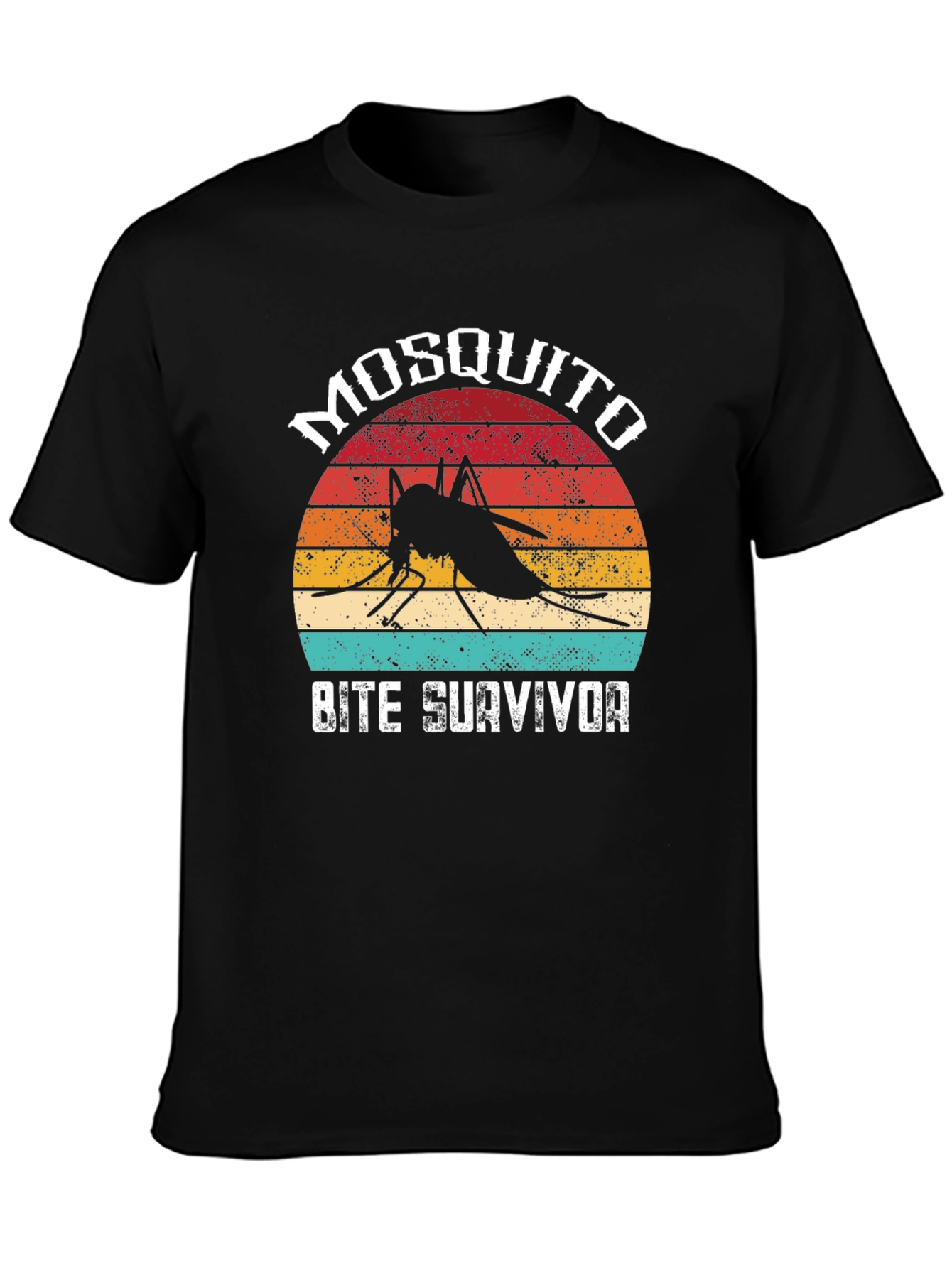 Black Mosquito Bite Survivor T-Shirt - Vintage Style  view 3