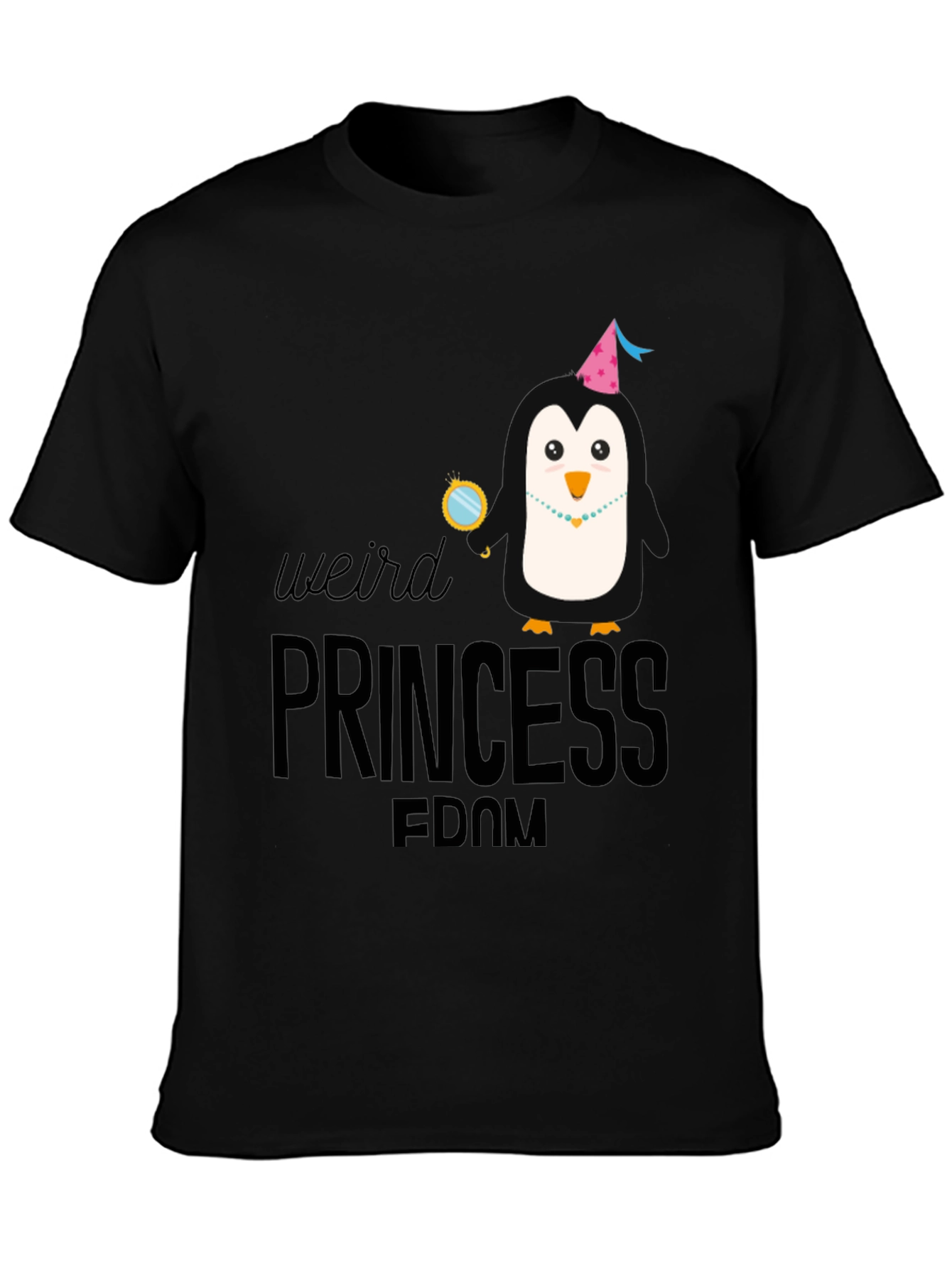 Black Weird Princess Penguin T-Shirt - Black view 3