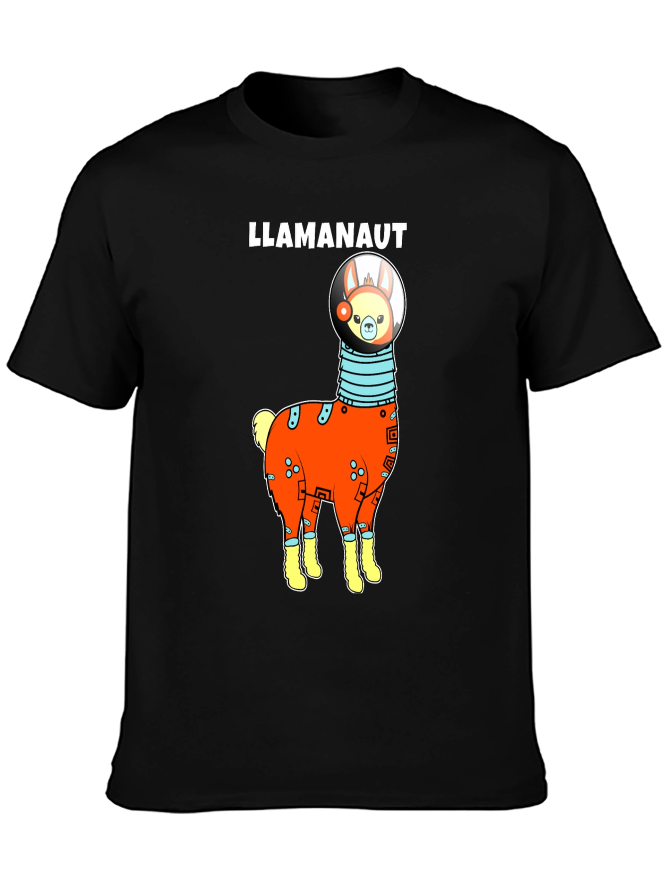 Black Llama Astronaut Graphic T-Shirt view 3