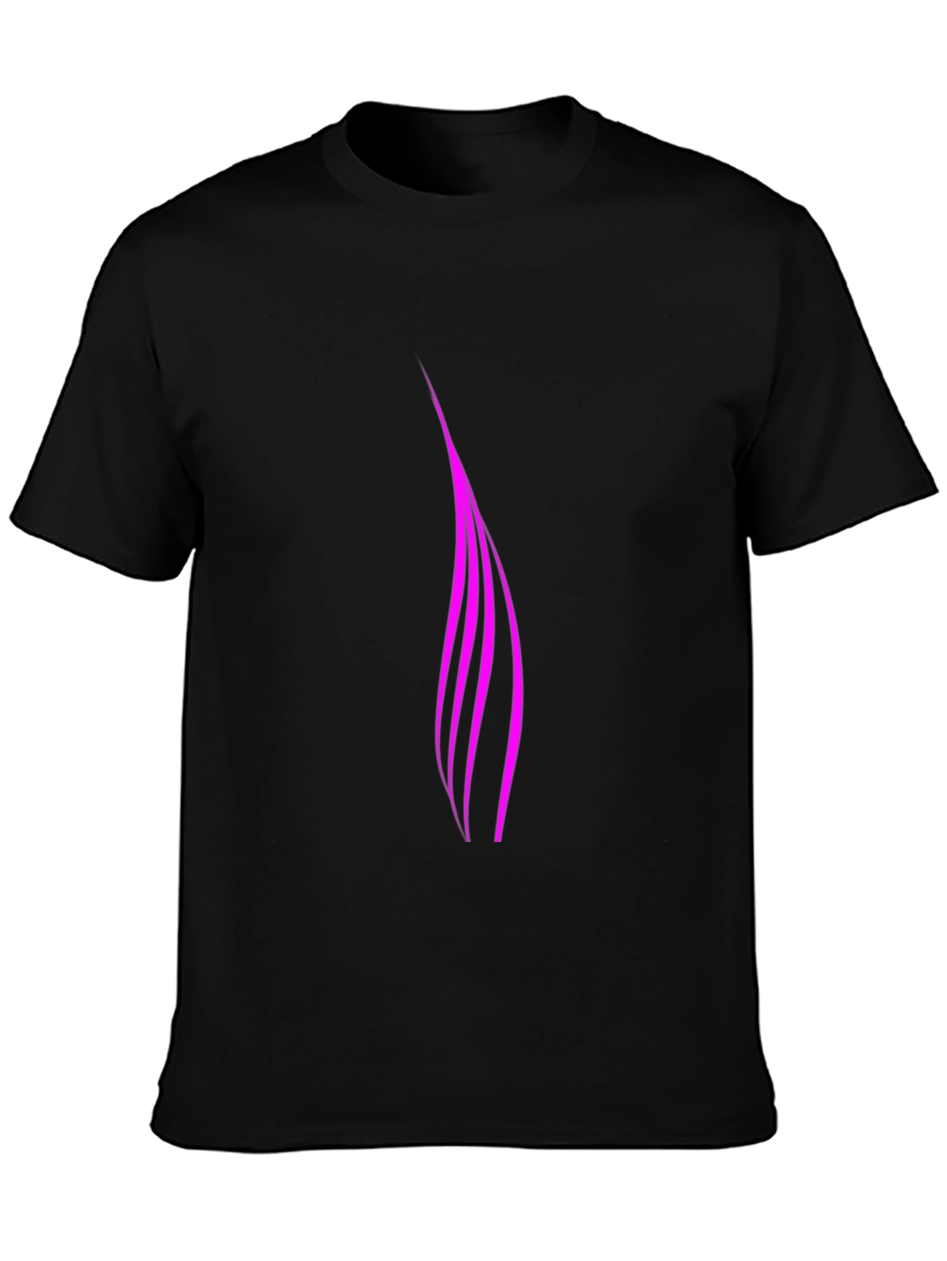 Black Modern Pink Stripe Tee - Men's Casual Black T-Shirt view 3