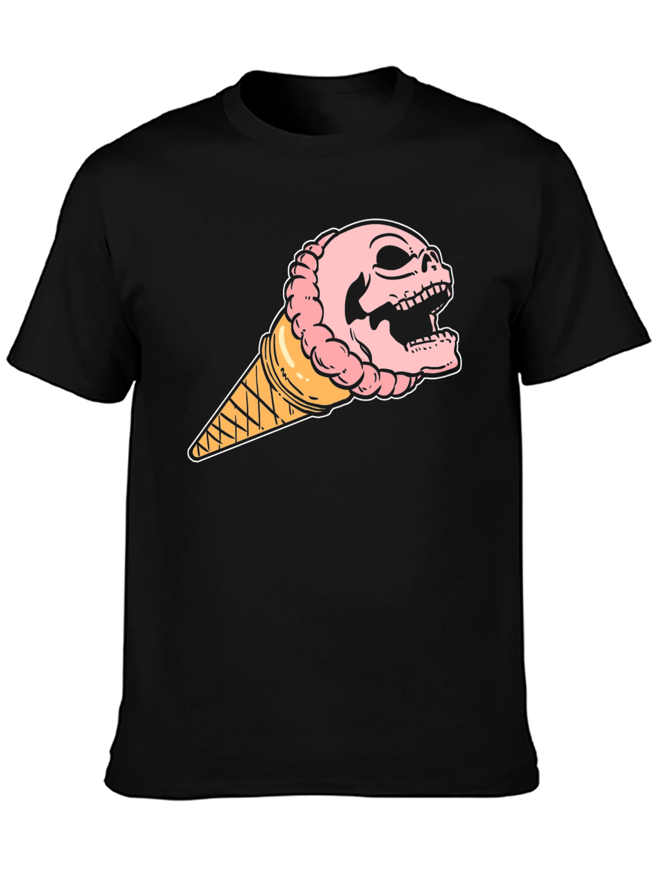 Black Skull Ice Cream T-Shirt - Unique Graphic Tee view 3