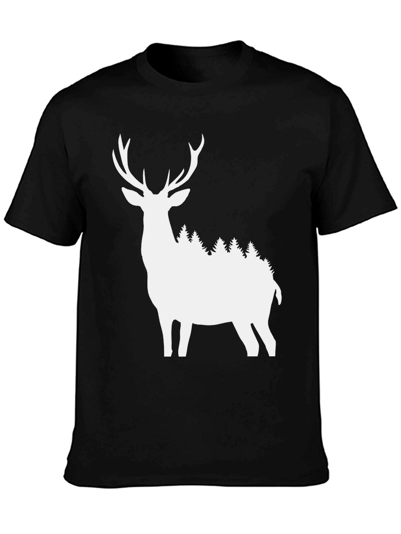 Black Deer Silhouette T-Shirt - Nature Inspired Graphic Tee view 3
