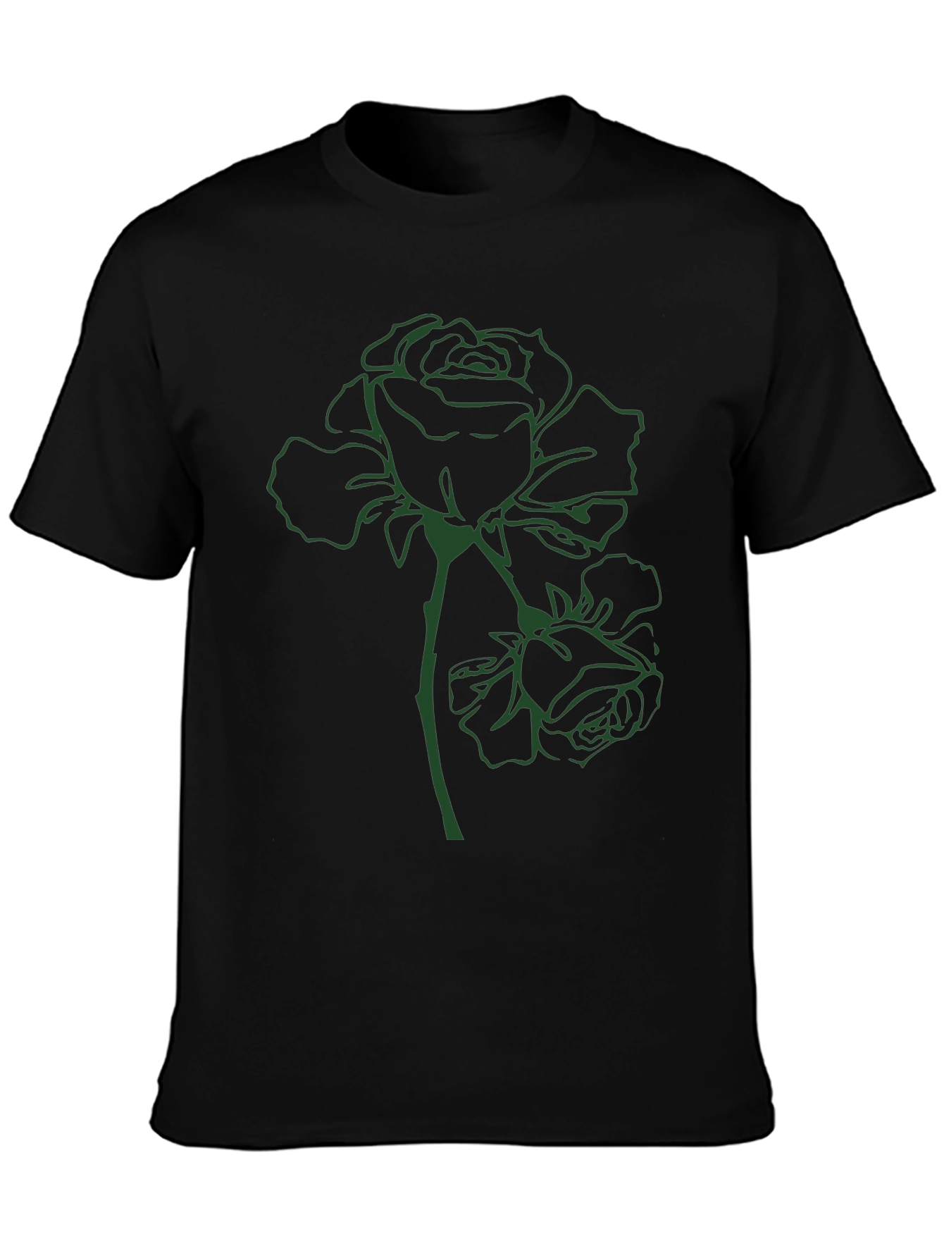 Black Green Rose Graphic Tee - Stylish Comfort view 3