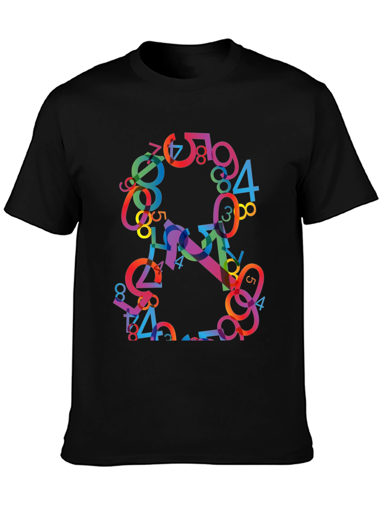 Black Abstract Number Graphic T-Shirt view 3