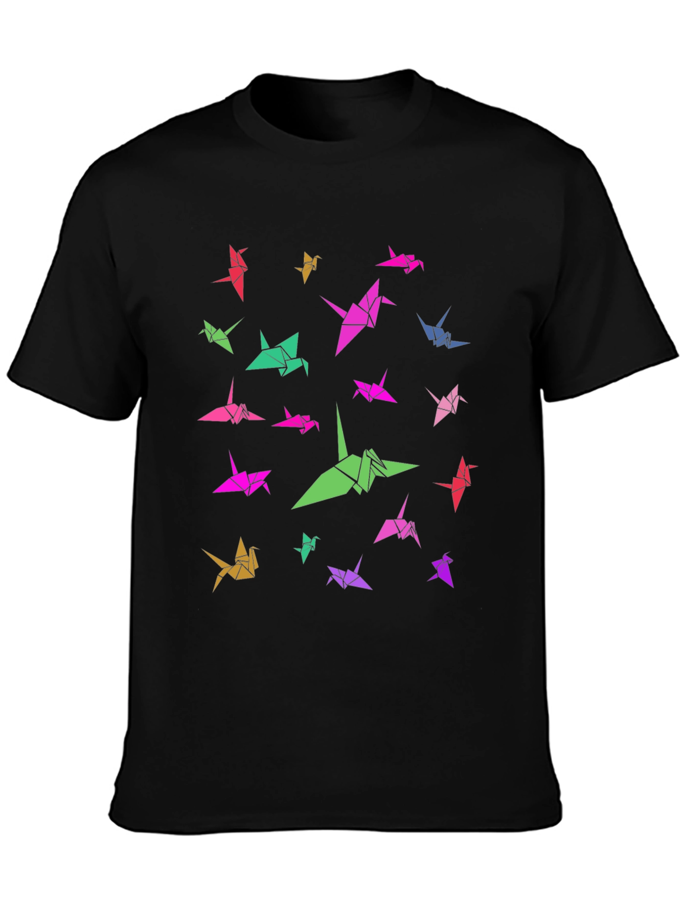Black Origami Crane Graphic Tee - Soft Cotton Casual Shirt view 3