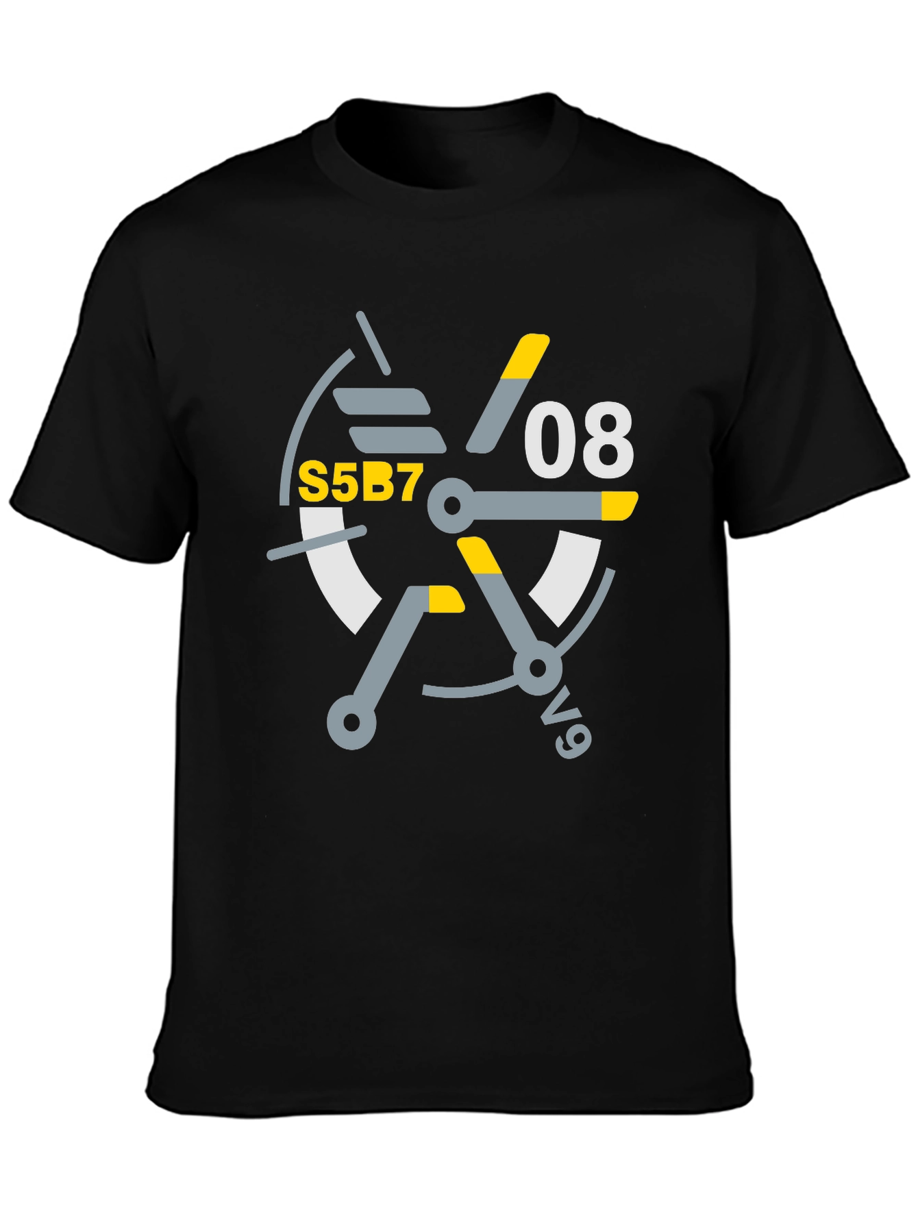 Black Abstract Graphic Tee - S5B7 08 v9 Design T-Shirt view 3