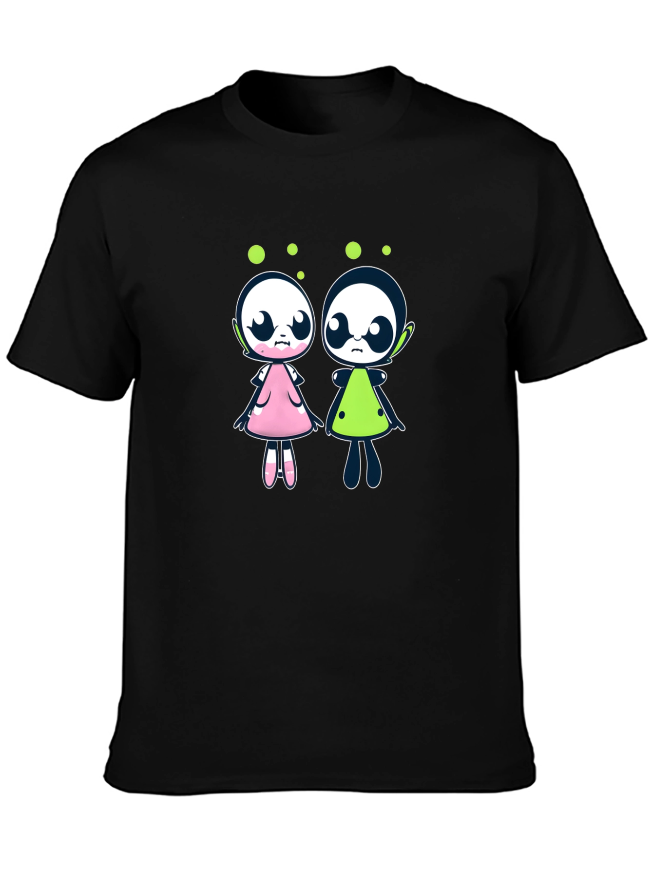 Black Cute Cartoon Alien Character Black T-Shirt view 3