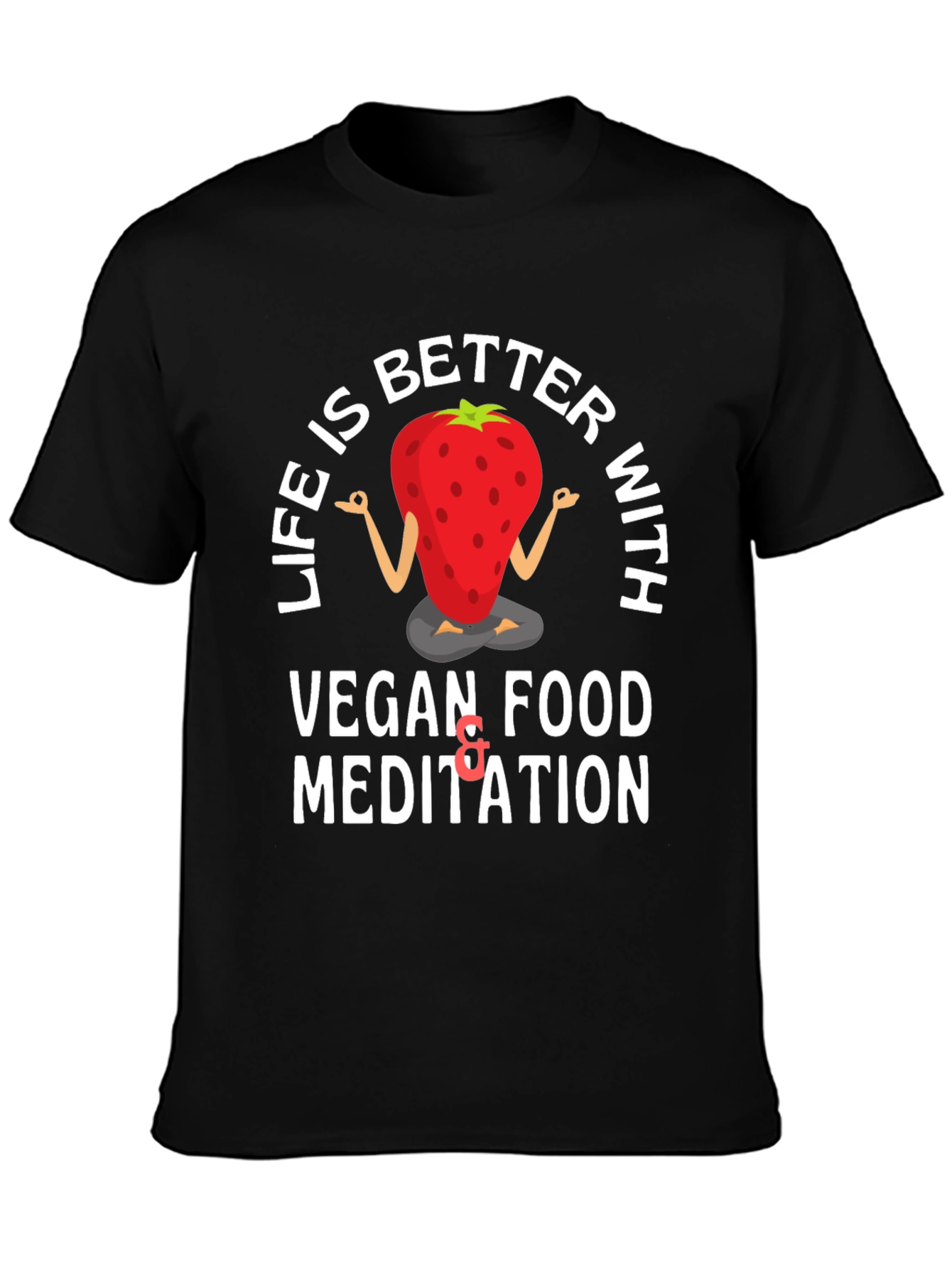 Black Vegan Meditation T-Shirt - Life is Better With... view 3