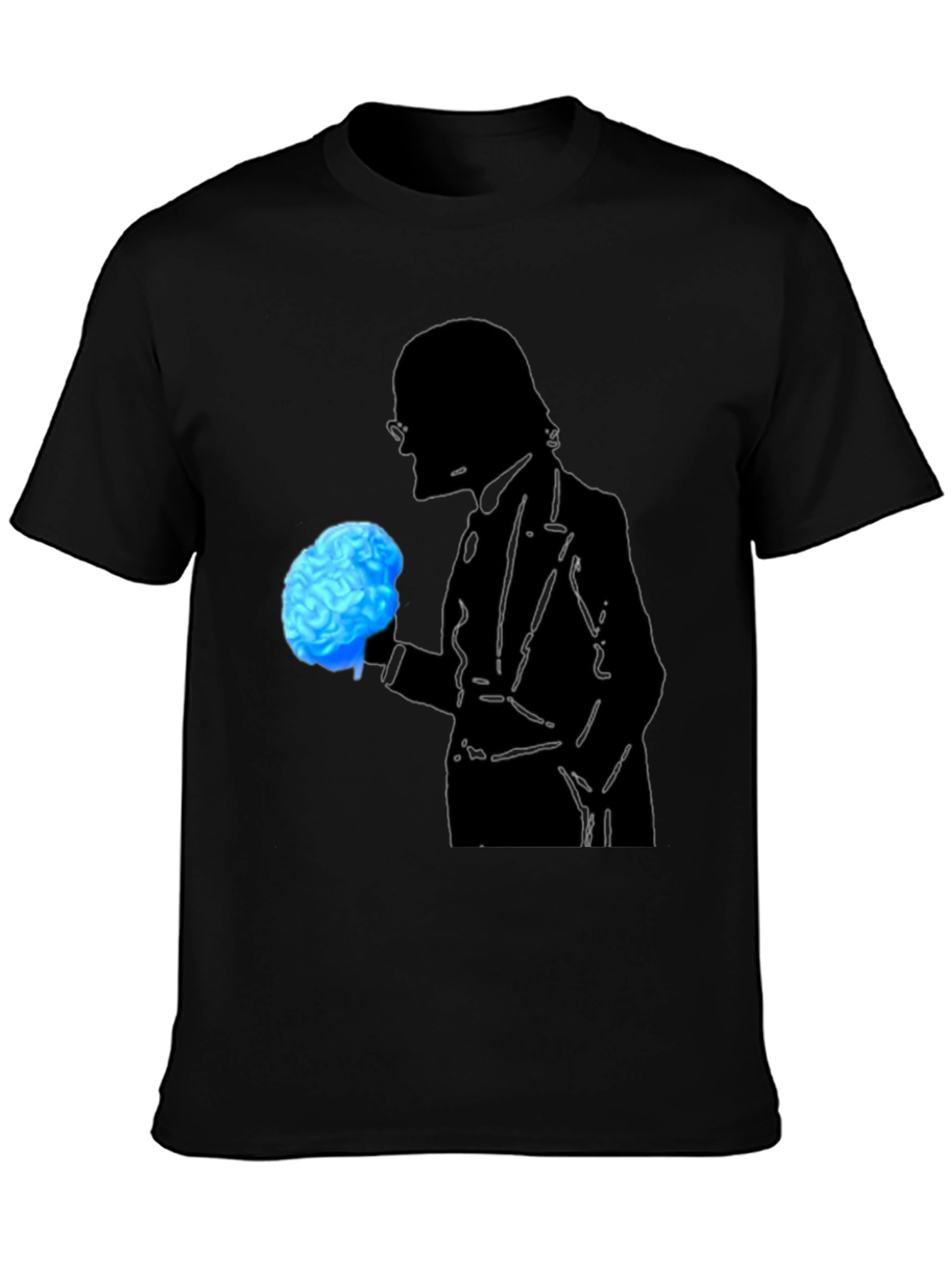 Black Brain Silhouette Graphic Tee view 3