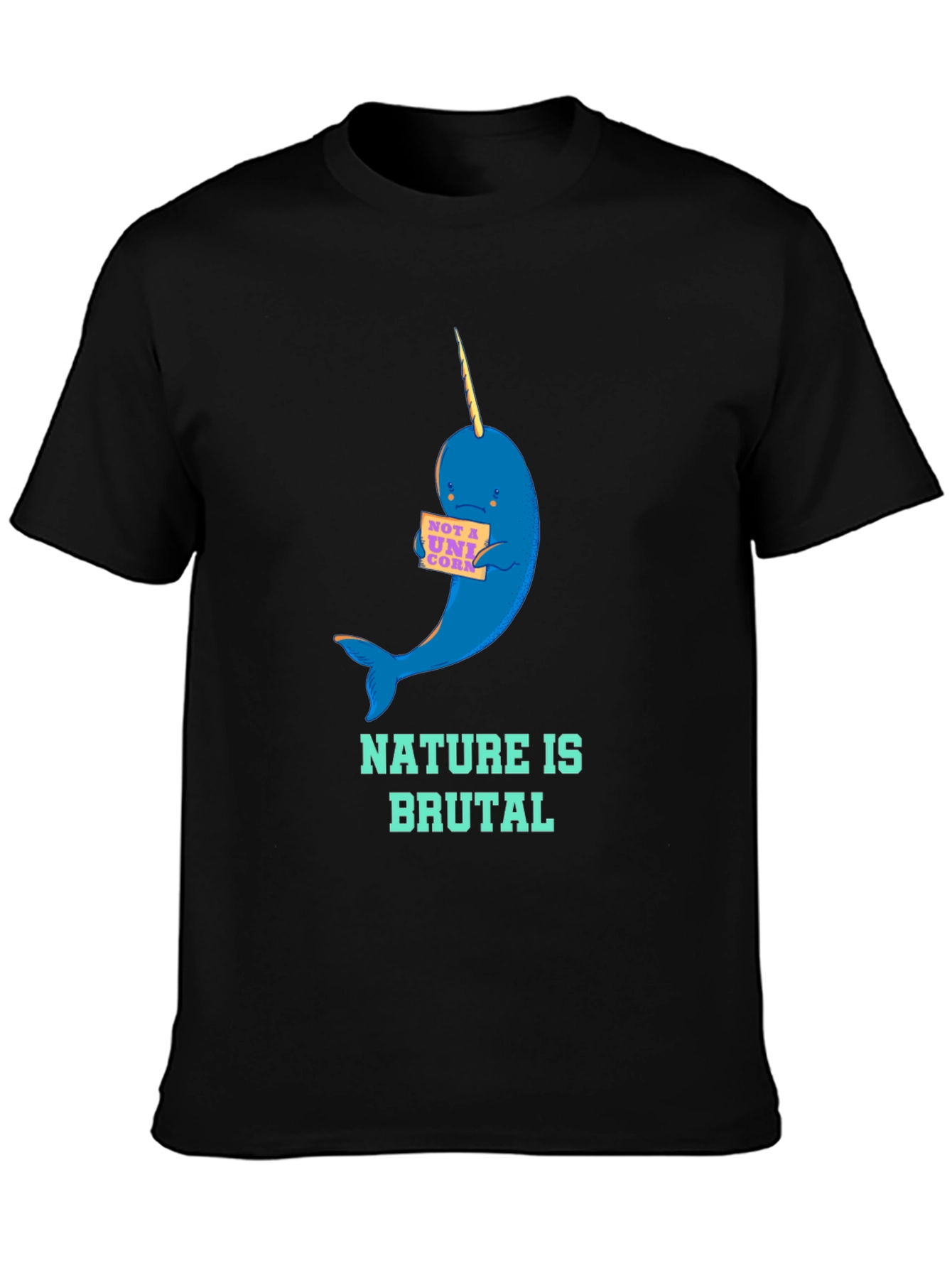 Black Nature is Brutal Narwhal Graphic Tee view 3