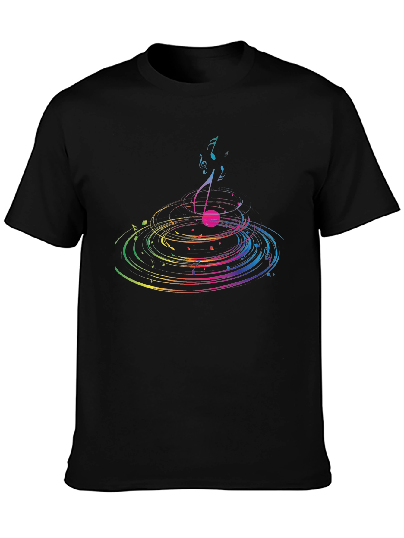 Black Musical Note Ripple Graphic T-Shirt - Black view 3