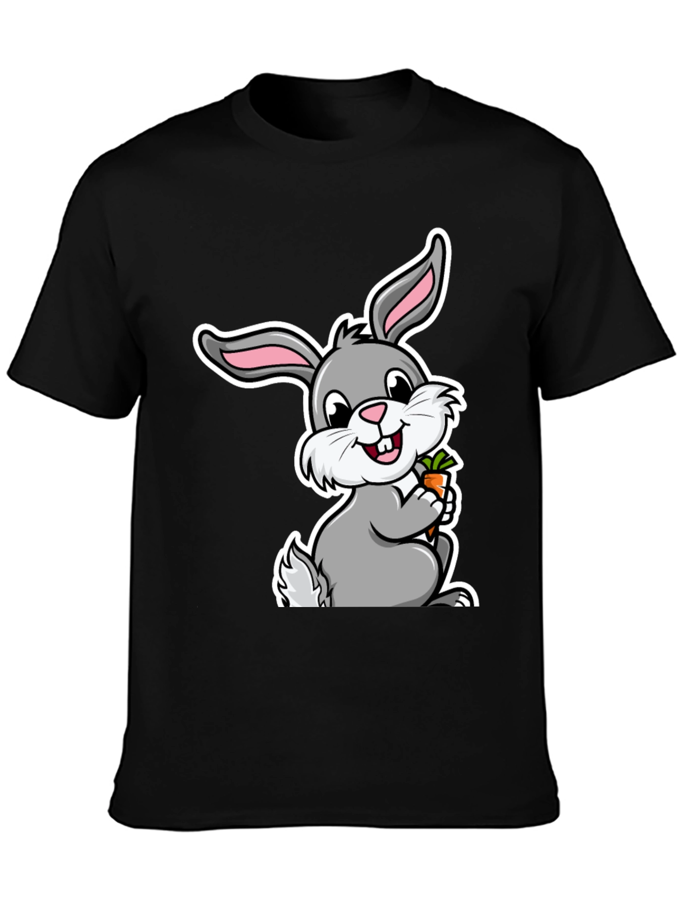 Black Cute Bunny Graphic T-Shirt - Easter Gift view 3