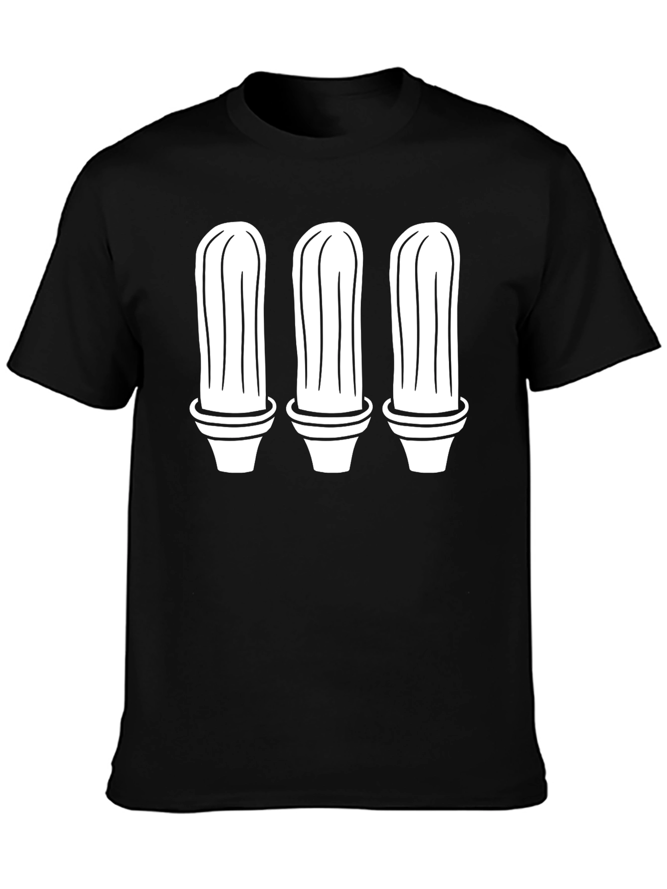 Black Cactus Trio Graphic Tee - Black Cotton T-Shirt view 3