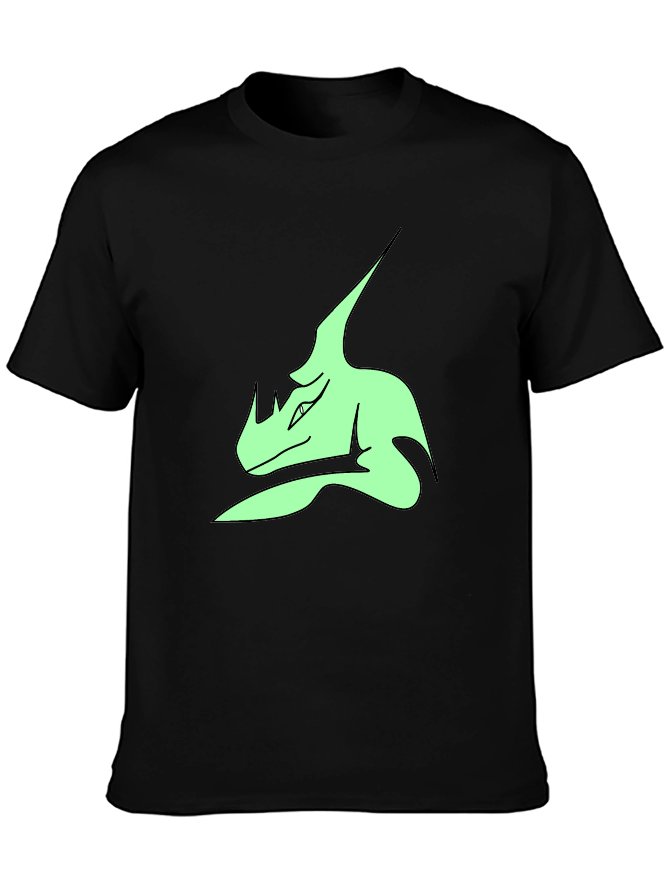 Black Stylish Black T-Shirt with Green Dinosaur Graphic Print view 3