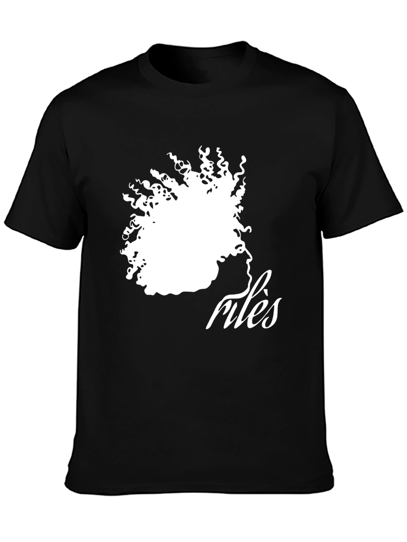 Black Stylish Black T-Shirt with Artistic Hair Silhouette Design view 3