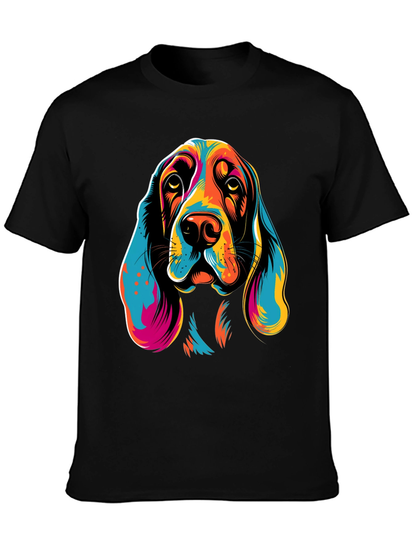 Black Vibrant Dog Graphic T-Shirt view 3