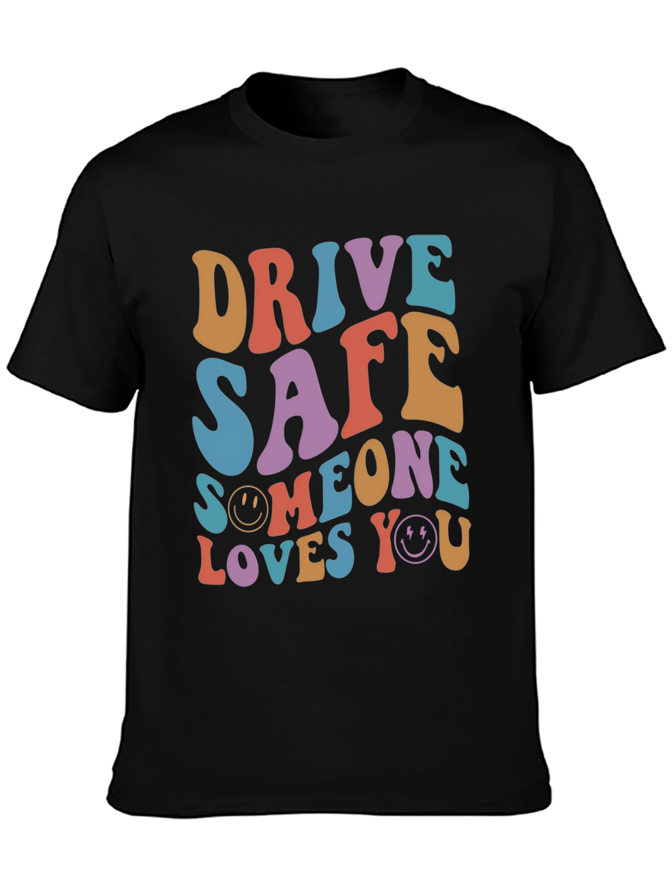 Black Drive Safe Graphic Tee - Retro Style T-Shirt view 3
