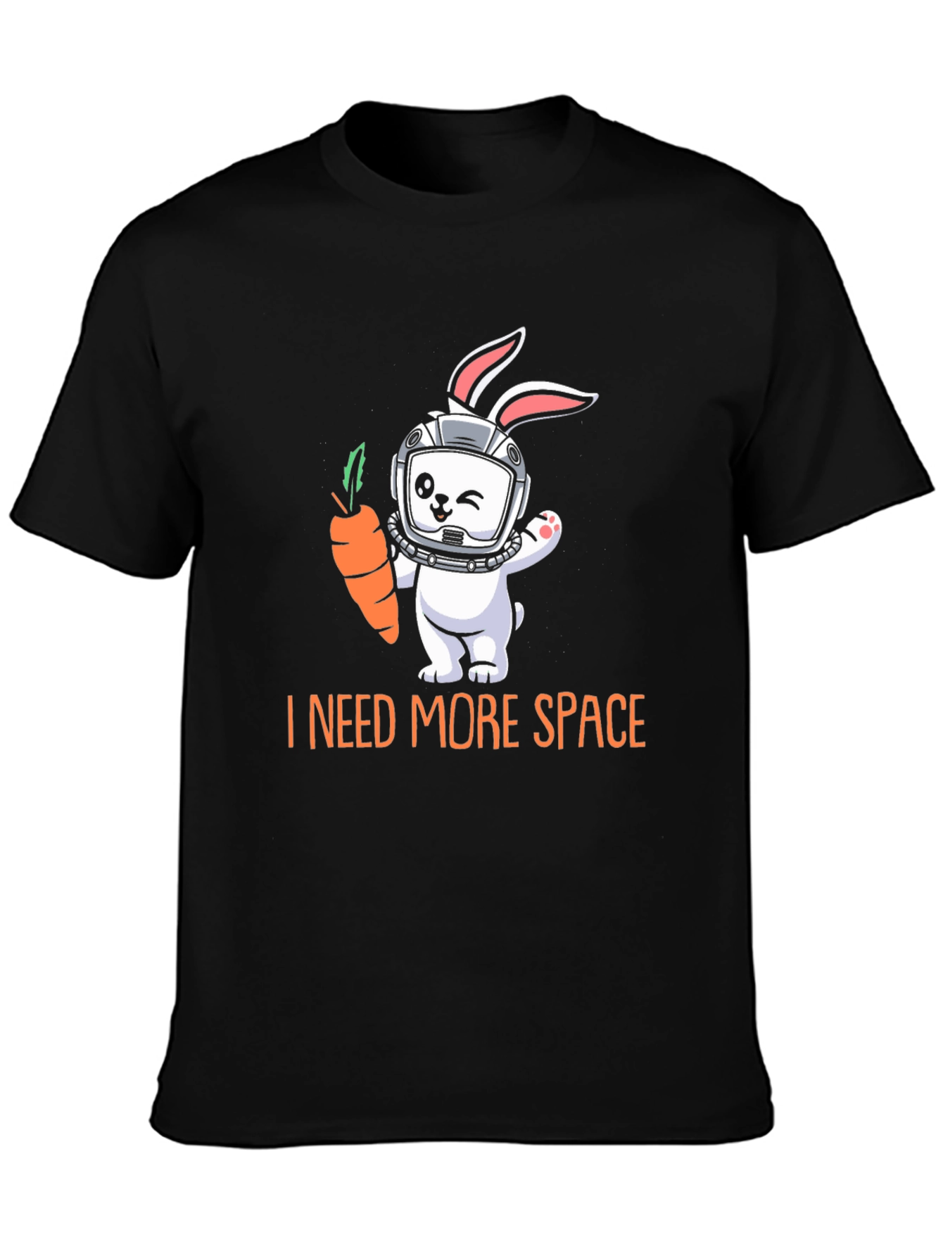 Black I Need More Space Rabbit Astronaut T-Shirt view 3
