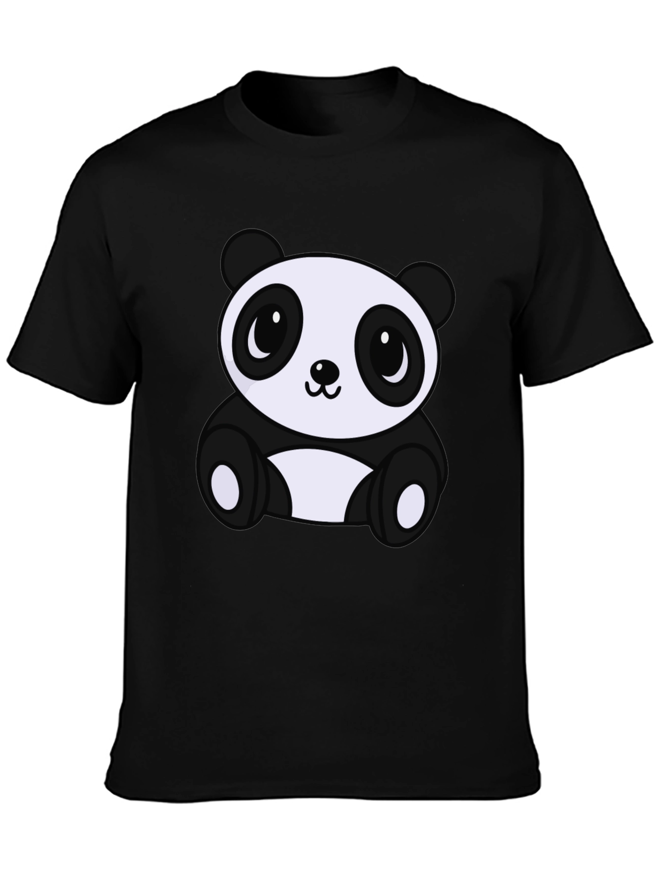 Black Cute Panda Bear Graphic Tee - Soft Black T-Shirt view 3