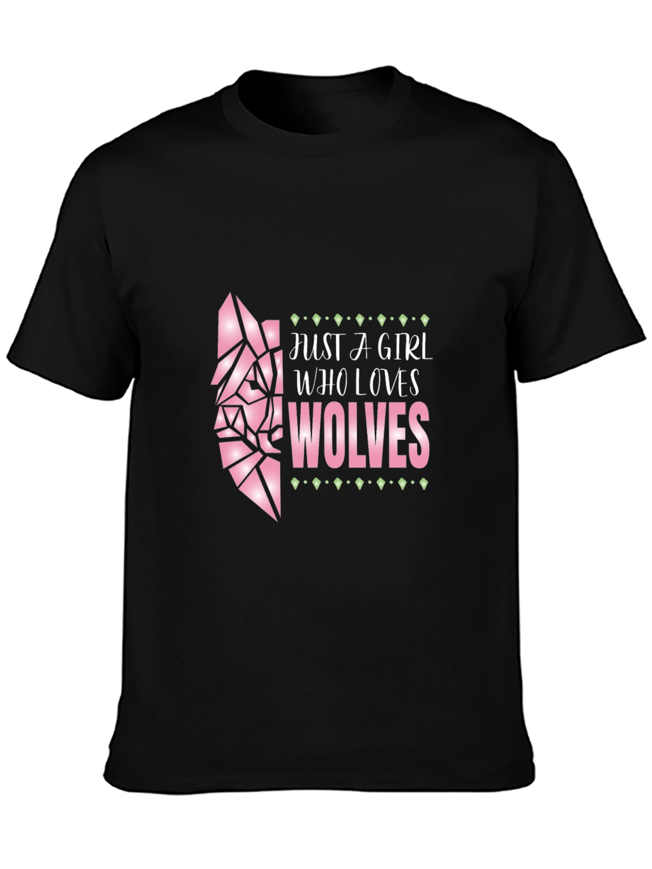 Black Girl Who Loves Wolves Graphic Tee - Black view 3